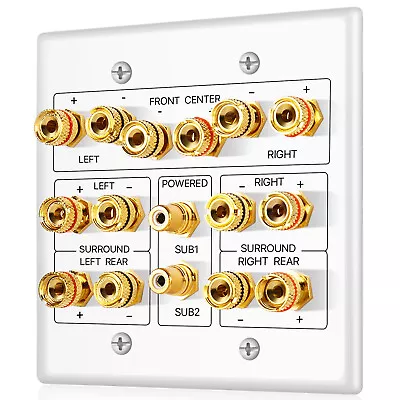 $34.99 • Buy Home Theater Speaker Wall Plate Outlet 7.2 7.1 Banana Plug Binding Post RCA LFE
