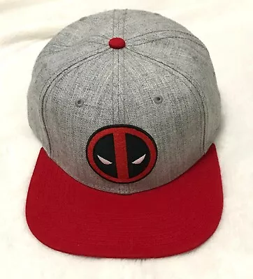 Marvel Mens Gray Red Black Deadpool Logo Baseball Cap Hat Snapback OSFM • $10