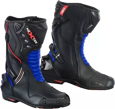 Mens Motorcycle Sports Shoes Motorbike Leather Boots Racing Long Shoes UK Size • $68.37