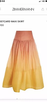 Zimmermann Tangerine Postcard Maxi Skirt Size 3 Preowned • $210.49