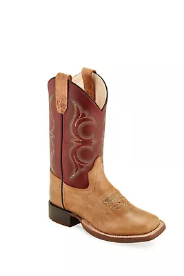 Old West Red/Tan Youth Boys Leather Cowboy Boots • $36.99