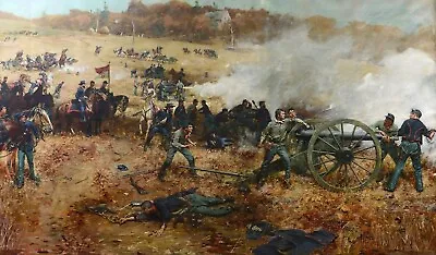 CIVIL WAR Battlefield At Gettysburg & CANON Painting 6-3/4x10-3/4 GLOSSY REPRINT • $13.97