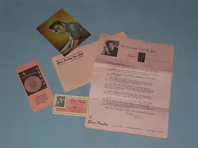 1956 Elvis Presley National Fan Club Kit W/Pink Envelope Card Picture Letter • $199.99