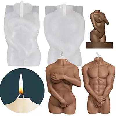 2Pcs 3D Body Candle Moulds Man Women Torso Silicone Molds For Soap Candle Making • £7.19