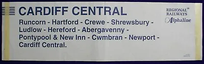 Cardiff Central Regional Railways Alphaline Carriage Window Label 1318 Ewd • £15