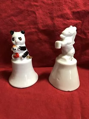Lot Of 2 VTG Japan Porcelain Ceramic Bells Panda Rearing Horse Animals • $14.99
