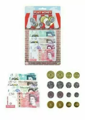 Kids Toy Fake Pretend Money Children's Play Cash New ?5 ?10 ?20  Notes Coins UK • £3.39