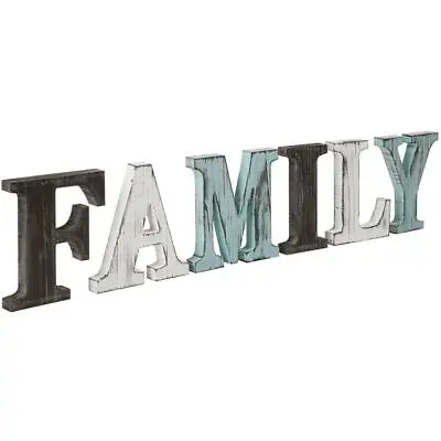 £23.59 • Buy Rustic Multicolor Wood Tabletop Freestanding FAMILY Block Letters Cutout Sign