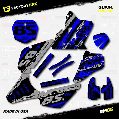 Gray & Blue Slick Racing Graphics Kit Fits Suzuki RM85 01-21 Plates RM 85 Decal • $79.99