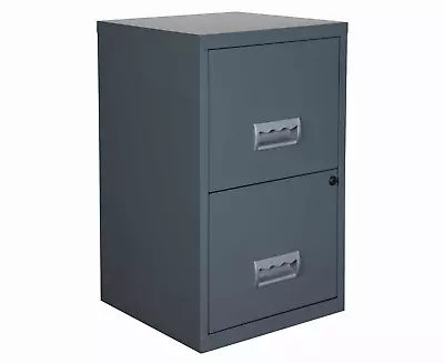 2 DRAWER 'PIERRE HENRY' STEEL DARK GREY FILING CABINET A4 / NEW +FREE DEL 24h • £68.99