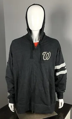 Washington Nationals Hoodie - Gray Clubhouse Fleece Full-Zip Hooded Sweatshirt  • $80