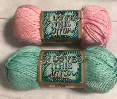 I Love This Cotton - Spark - 3 Oz. 153 Yd. Skeins - New - Pink & Aqua Sparkle • $4