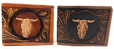 Men's Western Wallet Genuine Leather Hand Crafted Bifold Cowboy Rodeo Wallet • $24.99