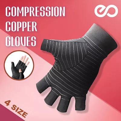 Compression Copper Arthritis Gloves Hand Wrist Brace Finger Pain Relief Support • $7.45