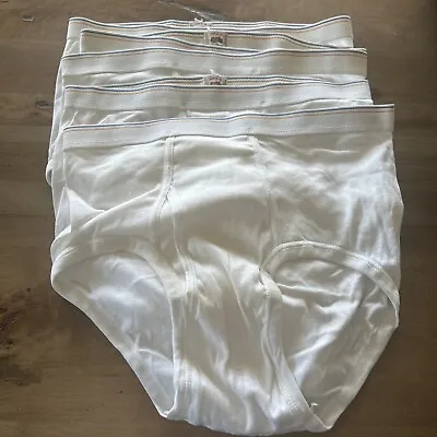 NWOT Vintage 80s-90s FRUIT OF THE LOOM Lot Of 5 Mens White Sz L Briefs Underwear • $59.99