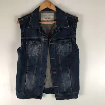 $21.50 • Buy Zara Man Denim Couture Dark Wash Denim Vest Sleeveless Layering Casual Sz M
