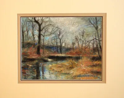 WOODLAND MARSH - Original Pastel Landscape Painting Art Nature Watercolor • $95