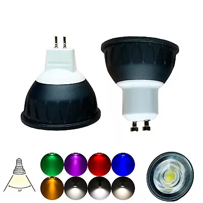 Dimmable COB LED Spotlight  GU10 MR16  10W 220V 12V 24V Black Gray Bright Lamps • £3.47