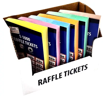 6 Books Of 1-1000 Cloakroom Raffle Tombola Draw Tickets Numbered Mixed Colours • £12.99