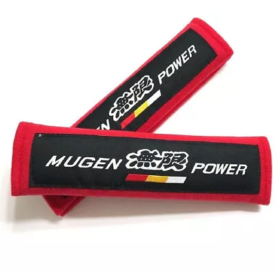 Car Seat Belt Cover Safety Shoulder Strap Pads Red Mugen For Mitsubishi 2pc • $22.99