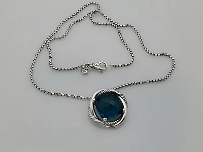 David Yurman Infinity Pendant Necklace Hampton Blue Topaz 14mm With 18  Chain • $250