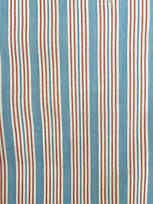 $35 • Buy Two Vintage Feed Sack Fabrics With Red White And Blue Chambray Stripes