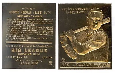 1933 BABE RUTH GOUDEY #53 Big League Chewing Gum 23K GOLD CARD - Mint * $10.95 * • $10.95