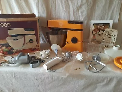 Kenwood Chef A901 Orange With Brown Trim Accessories Box Prop Grinder Juicer 70s • £245