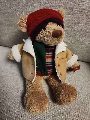 Eddie Bauer 2003 Brown Plush Teddy Bear Hat Sweater Jacket Stuffed Animal Used • $15.99