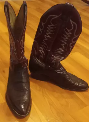 Reduced********Vintage Abilene Men Leather Brownish Red Cowboy Boots Sz 10 • $28.22