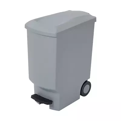 30L Pedal Bin With Wheels - Grey Rubbish Bin Home Kitchen Waste Storage • $25.75