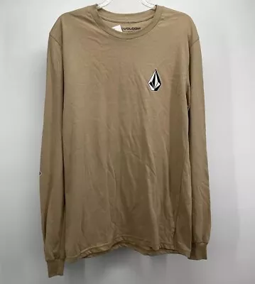 Volcom Shirt Mens Small Tan Crewneck Casual Long Sleeve Surf Skate Board Cotton • $10.99