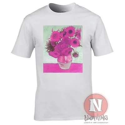 Van Gogh Sunflowers Vaporwave T-shirt Aesthetic Recolourized Classic Art Tshirt • £13.49