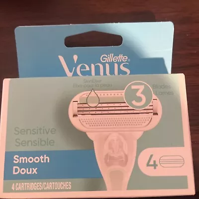 Gillette Venus Smooth Sensitive Razor Cartridges 4 Count 3 Blades Adult Skin • $9.99