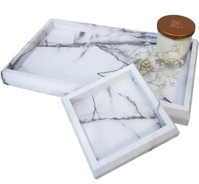 2 Pcs Marble Print Vanity Tray Set New In Box • $14.99