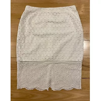Tigerlily White Balchick Summer Pencil Broderie Skirt Size 12 • $39