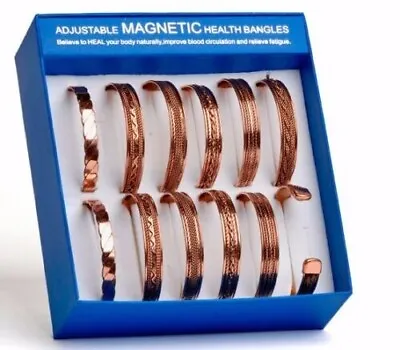 Set Of 12 Tibetan Copper Bracelets Magnetic India Pattern Women's Men's • $14.99