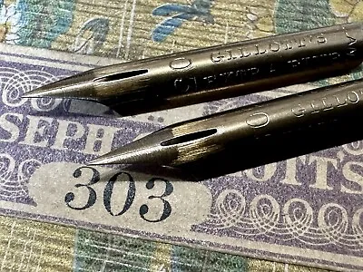 2 Vintage EXTREMELY FINE Joseph Gillott’s 303 Dream Point Flex Dip Pen Nibs • $16