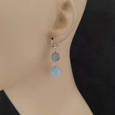 Jay King Earrings Mine Finds DTR Sterling Silver Blue Aqua Green Gemstone 10c • $37.99