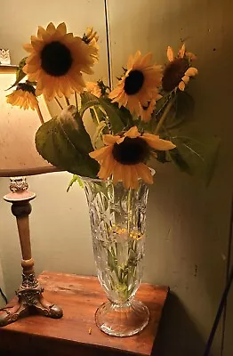 MONUMENTAL 17  Shannon Crystal Vase-Designs  Ireland 24% Lead Crystal SUNFLOWERS • $69