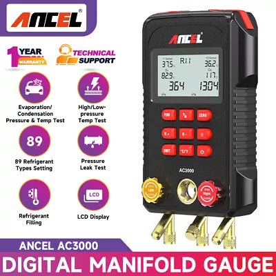 ANCEL AC3000 Digital Manifold Gauge Temperature Test For Refrigeration Equipment • $125.99