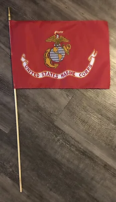 Small Vintage United States Marine Corps Flag Approx 17  X 11.5  With Pole Usmc • $19.99