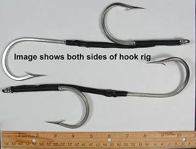 2  13/0 7691S Stainless Rigs Double Hookset Rig Wahoo Marlin Shark Fishing • $22.49