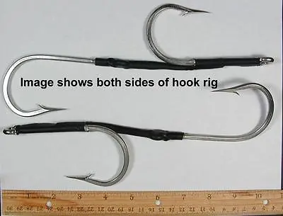 5 13/0 7691S Tandem Hook Rig 180 Offset Stainless Marlin Shark Big Game Fishing • $38.13