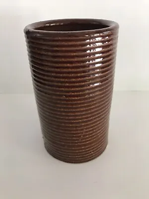 $20 • Buy Zanesville Stoneware Homespun Cylinder VASE 6  Tall #4006 - Brown