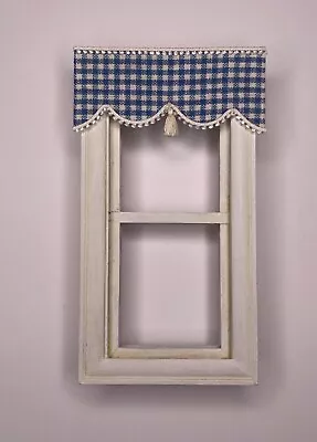 Dollhouse Curtains - Shade - Blue & White Check With Tassel - 3   Wide • $5.95