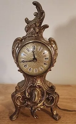 Electric Mantle Clock Louis XV 15th Gilded Brass 1964 Pendulette Vintage Working • $40