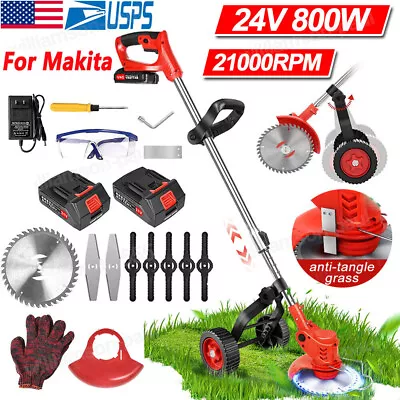 $73.99 • Buy Cordless Grass String Trimmer Cutter Electric Weed Eater Lawn Edger W/ 2 Battery