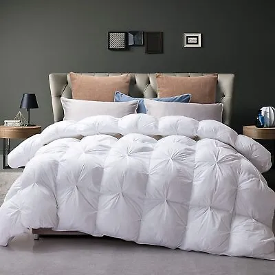 Luxurious 1200TC Pinch Pleat Goose Feather Down Comforter 100% Cotton King Size • $105.99