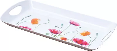 Floral Melamine Serving Tray With Handles Drinks Home Kitchen 40.5cm X 20.5cm • £8.99